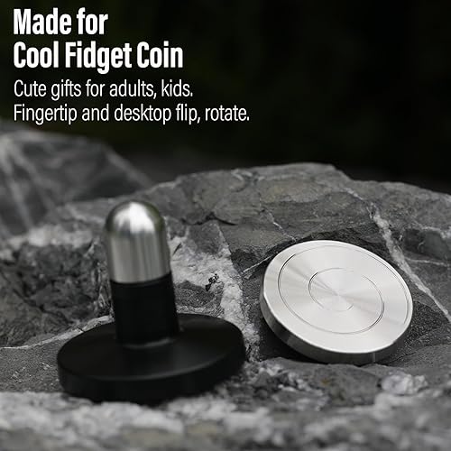 Miniatura 7 de FREELOVE Moneda giratoria en espiral con lanzador, juguete cinético de metal para adultos, rotación silenciosa, ilusión óptica que dobla la mente,