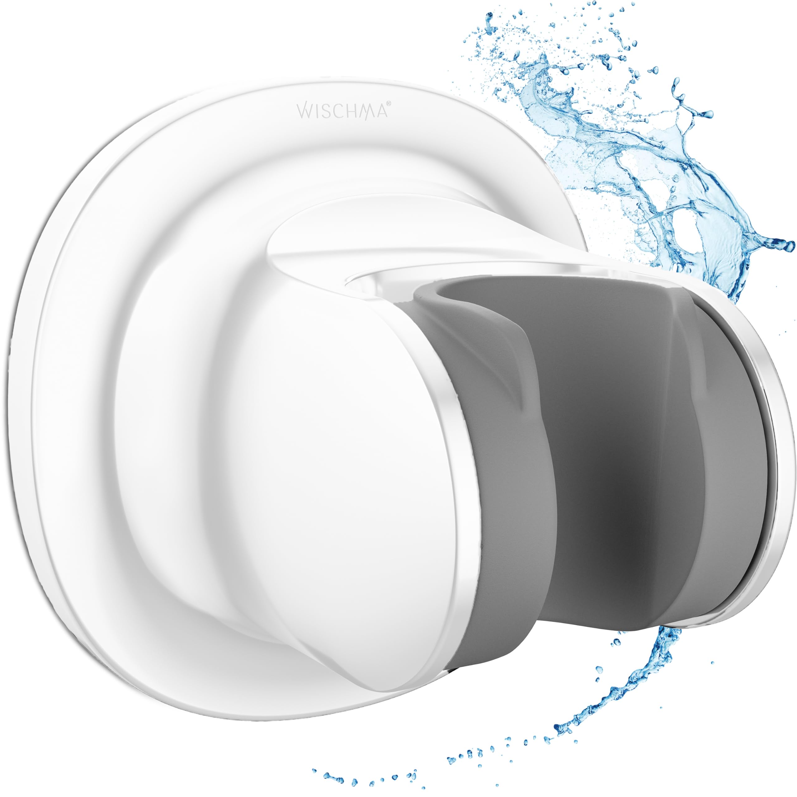 WISCHMA Brausehalterung - Duschkopfhalterung - ohne Bohren - weiß - Halterung für Handbrause - Wandhalterung für Standardduschschlauch - Brauseschlauch - Bad Zubehör