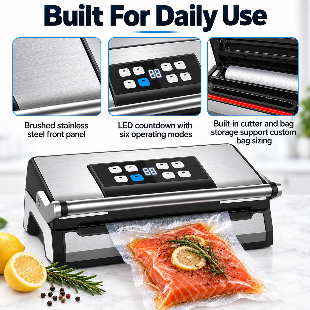 Machine à emballer sous vide, longueur de fermeture de 30 cm, pompe double