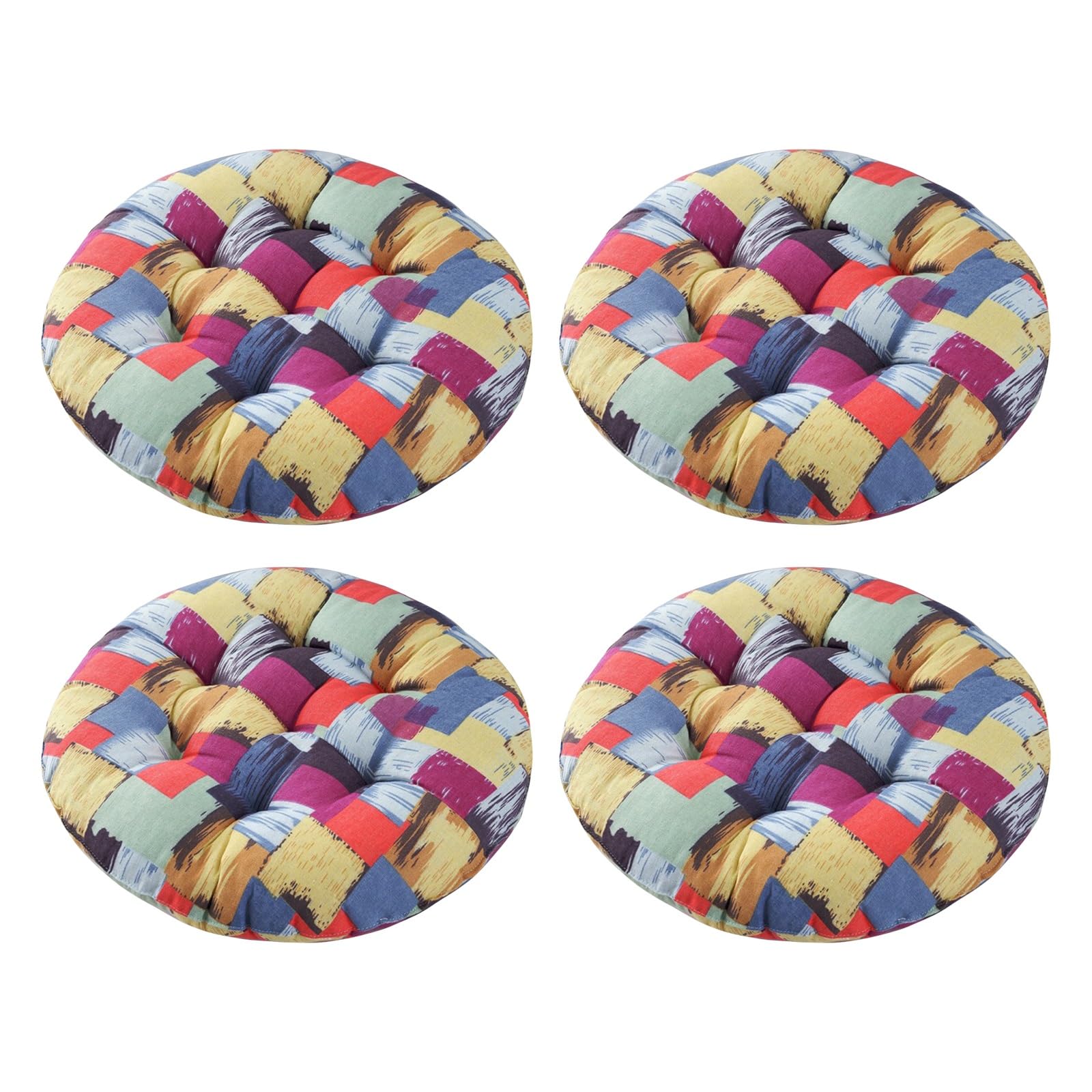 Aliuciku Set of 4 Seat Pads, Thick Round Tatami Chair Cushions for Dining Kitchen Office(B-13,50x50cm)