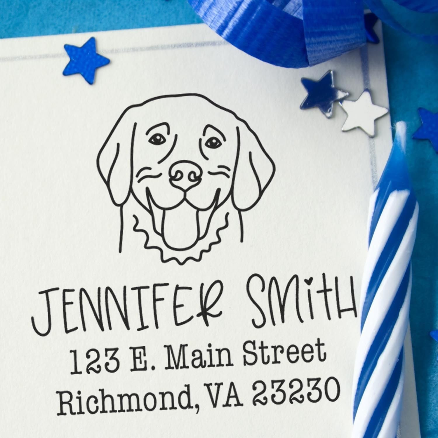 Golden Retriever Custom Return Address Stamps for Letters & Packages, Handcrafted Square PSI Modern Self-Inking Stamper, Personalized Dog Lover Mail Label Rubber Stamp for Home & Office, 1-5/8