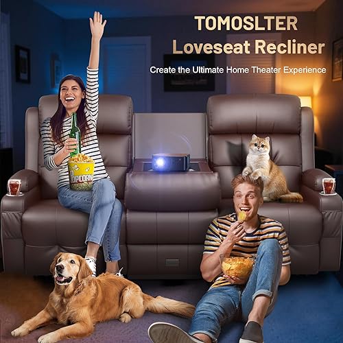 Miniatura 7 de Sofá reclinable de 3 plazas, asiento de cine en casa con respaldo central abatible, cama de pared para caravana con luces LED, masaje, amanera y