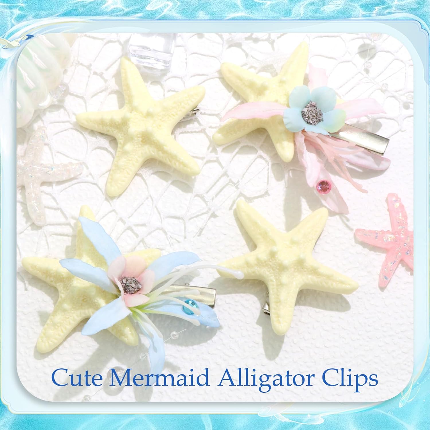 4Pcs Flower Starfish Hair Clips Sea Star Hair Barrettes Mermaid Hair Clips Seashell Clips for Hair Beach Hair Accessories for Women Girls - Image 2