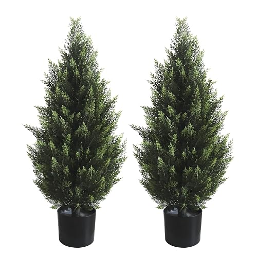 3FT Artificial Topiary Tree Realistic Faux Cedar Pines Christmas Trees