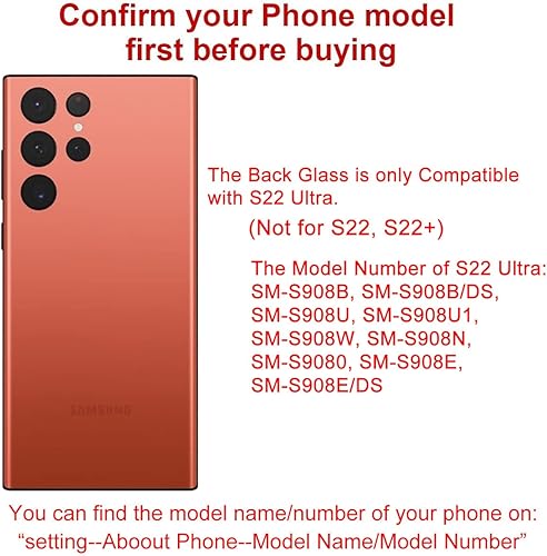 Miniatura 2 de Perzework Reemplazo de cristal trasero trasero para Samsung Galaxy S22 Ultra (rojo) 6.8 pulgadas 5G con kit de herramientas de reparación y adhesivo