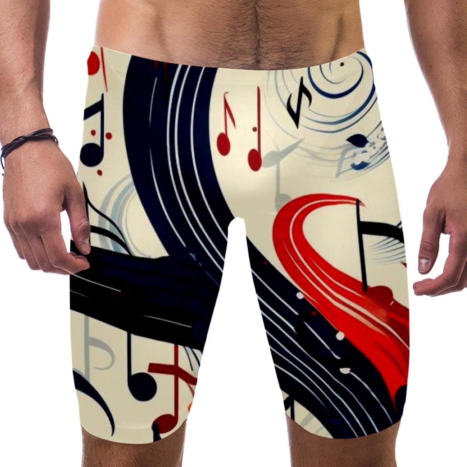 Colorful Music Notes Swimsuit Mens Swim Jammers Endurance Long Racing Training Swimsuit