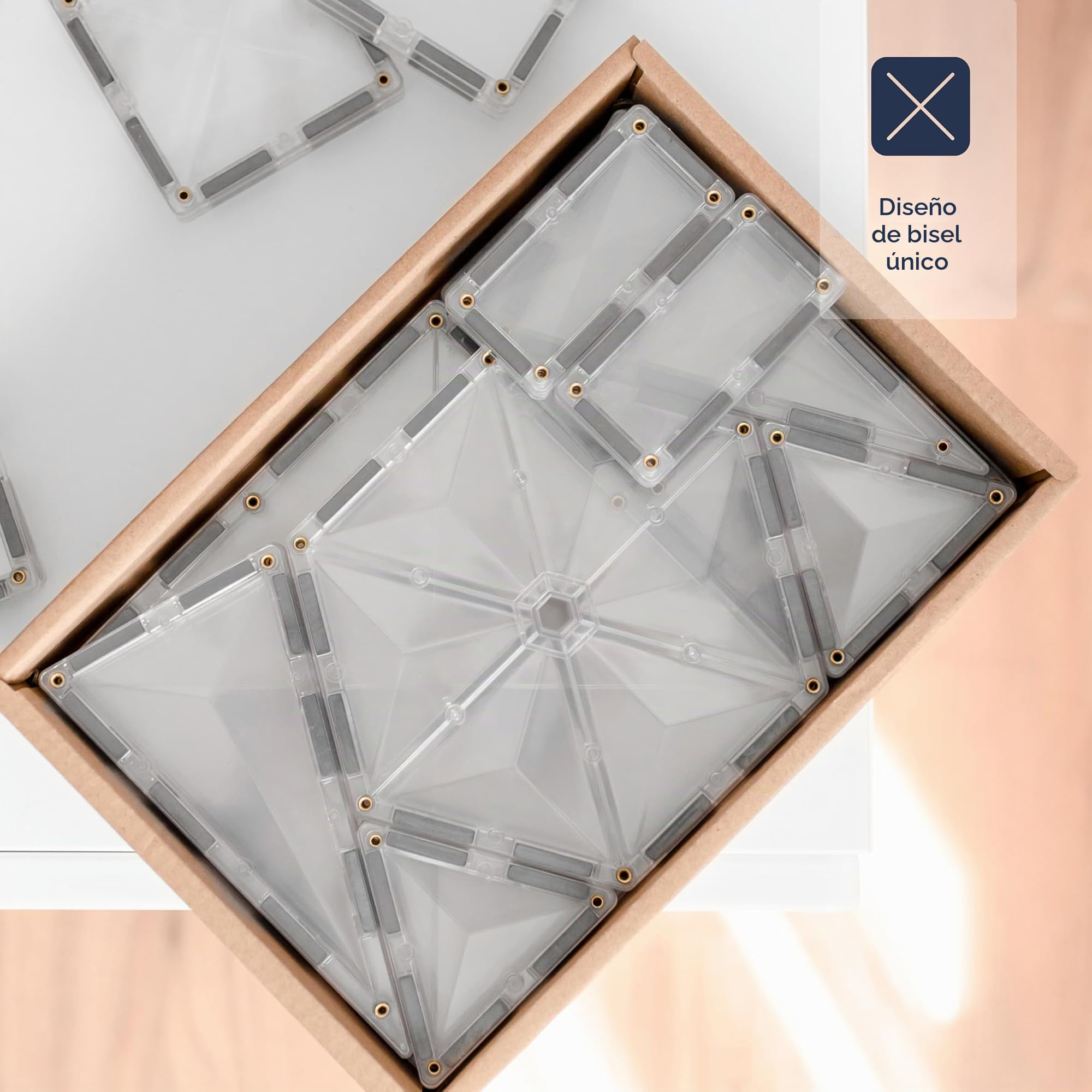CONNETIX Azulejos Magnéticos Transparente Paquete Inicial, 34 Piezas