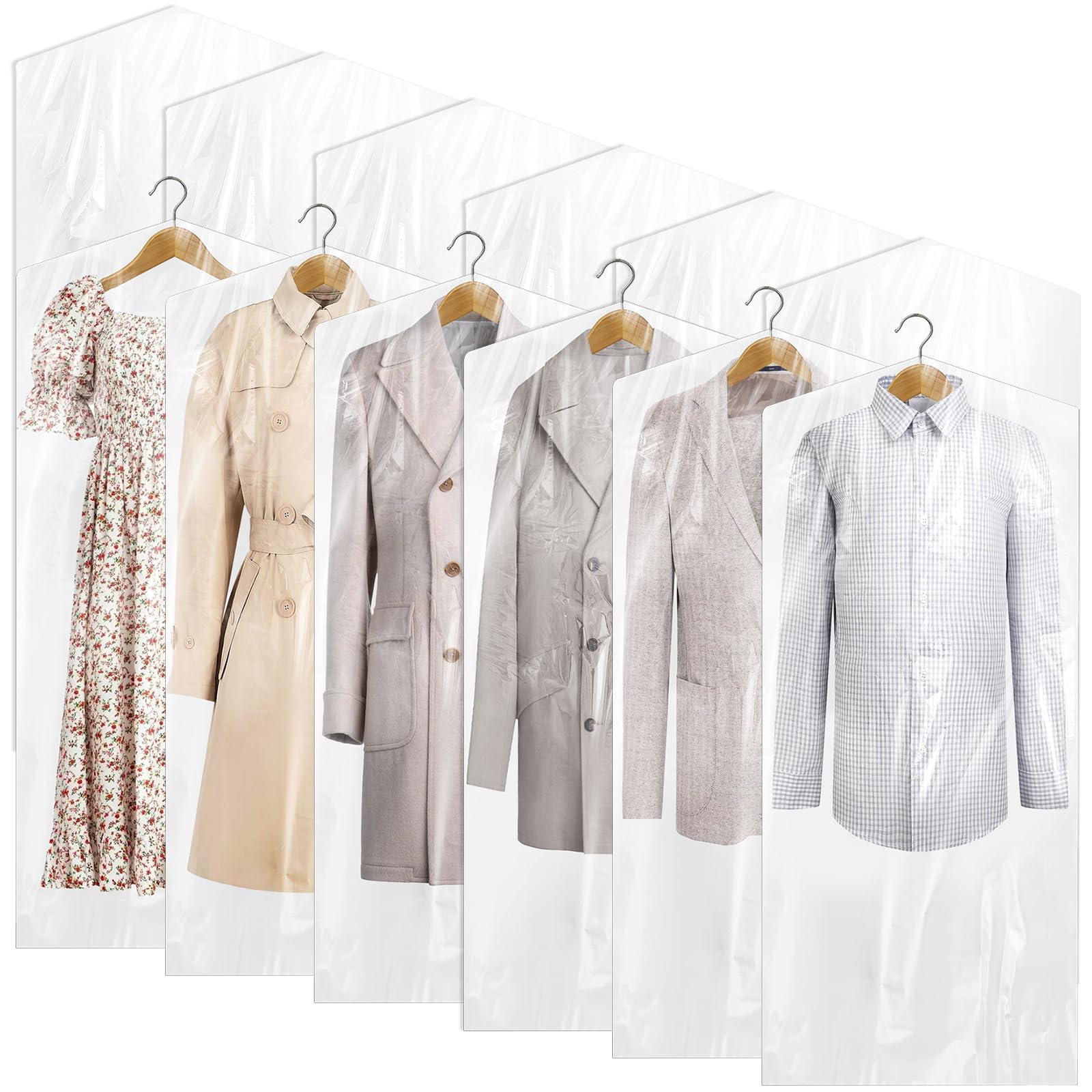20 Pack Dry Cleaning Bags - 60x150 Cm Clear Plastic Garment Covers For Storage & Travel - View #7