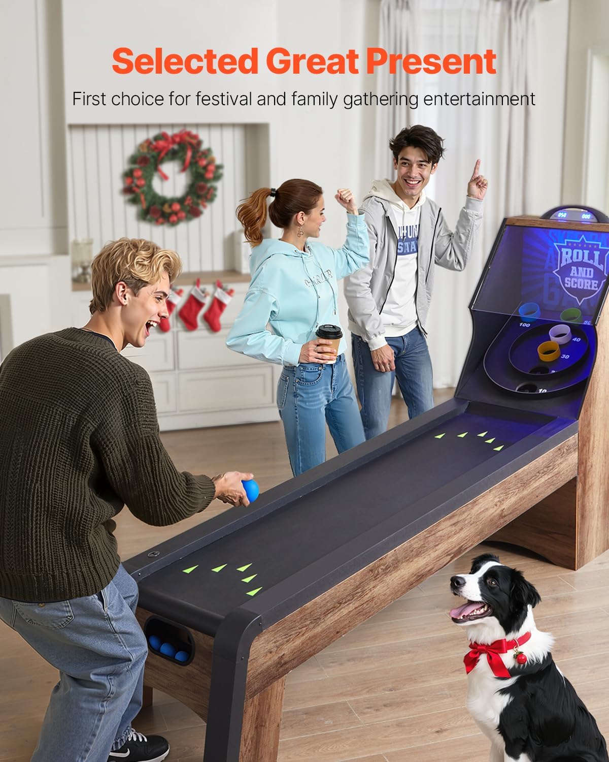 VEVOR Roll and Score Classic Arcade GameTable, Sky Ball Table Machine, LED ElectronicScorer & Track Lighting, Sound, Automatic BallReturn, Home Recreation Game Room