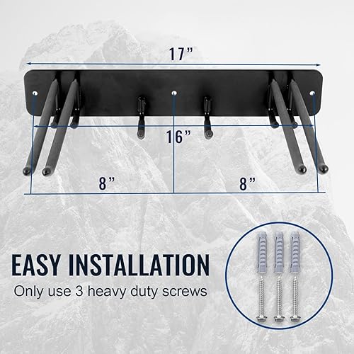 Miniatura 5 de Aking Ace Estante de almacenamiento de esquí de montaje en pared, organización de almacenamiento de snowboard para garaje, 8 pares de ganchos de