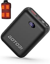Power Bank for Heated Vest - 7.4V/5V 16000mAh Battery with LED Display and DC/USB/Type-C Output for Heated Vest, Jackets and Hoodies, Grey
