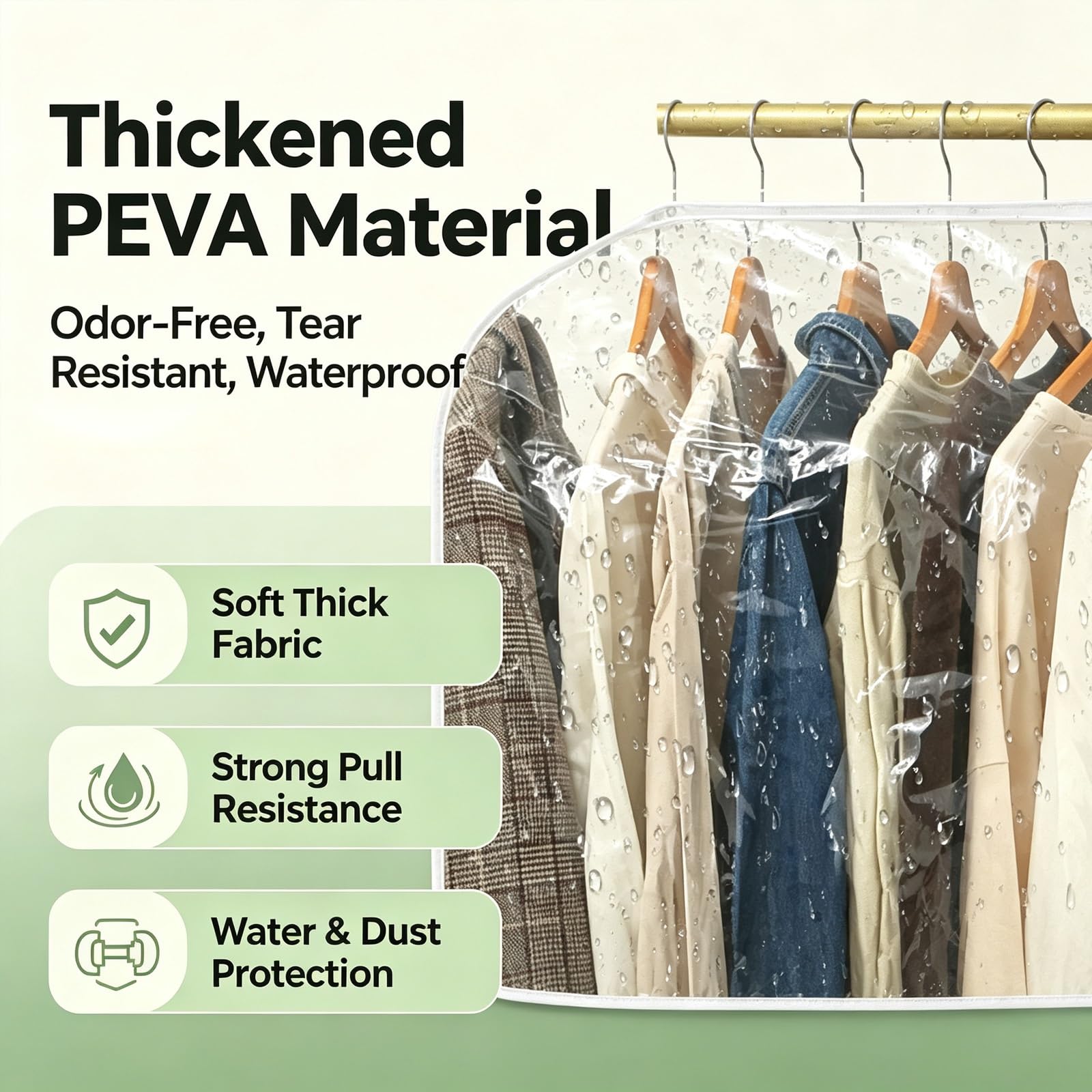 Fundas Ropa Armario, Ropa Fabricada en Material PEVA Impermeable | Funda Transparente para Perchero Disponible, con DiseñO de Doble Cremallera, Apta para Perchas(71in/180cm)