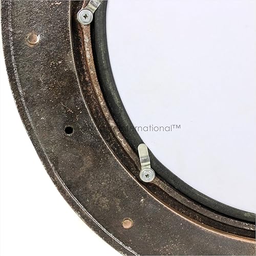 Miniatura 5 de Nagina International Espejo vintage antiguo de aluminio de alta calidad para montar en la pared, de coca cola, ventana de ojo de buey de barco,