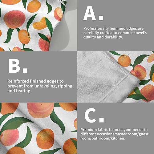 Miniatura 5 de Giwawa Juego de 2 toallas de mano de color naranja melocotón, toalla de cara con diseño de frutas, bonito diseño brillante y colorido, toalla facial