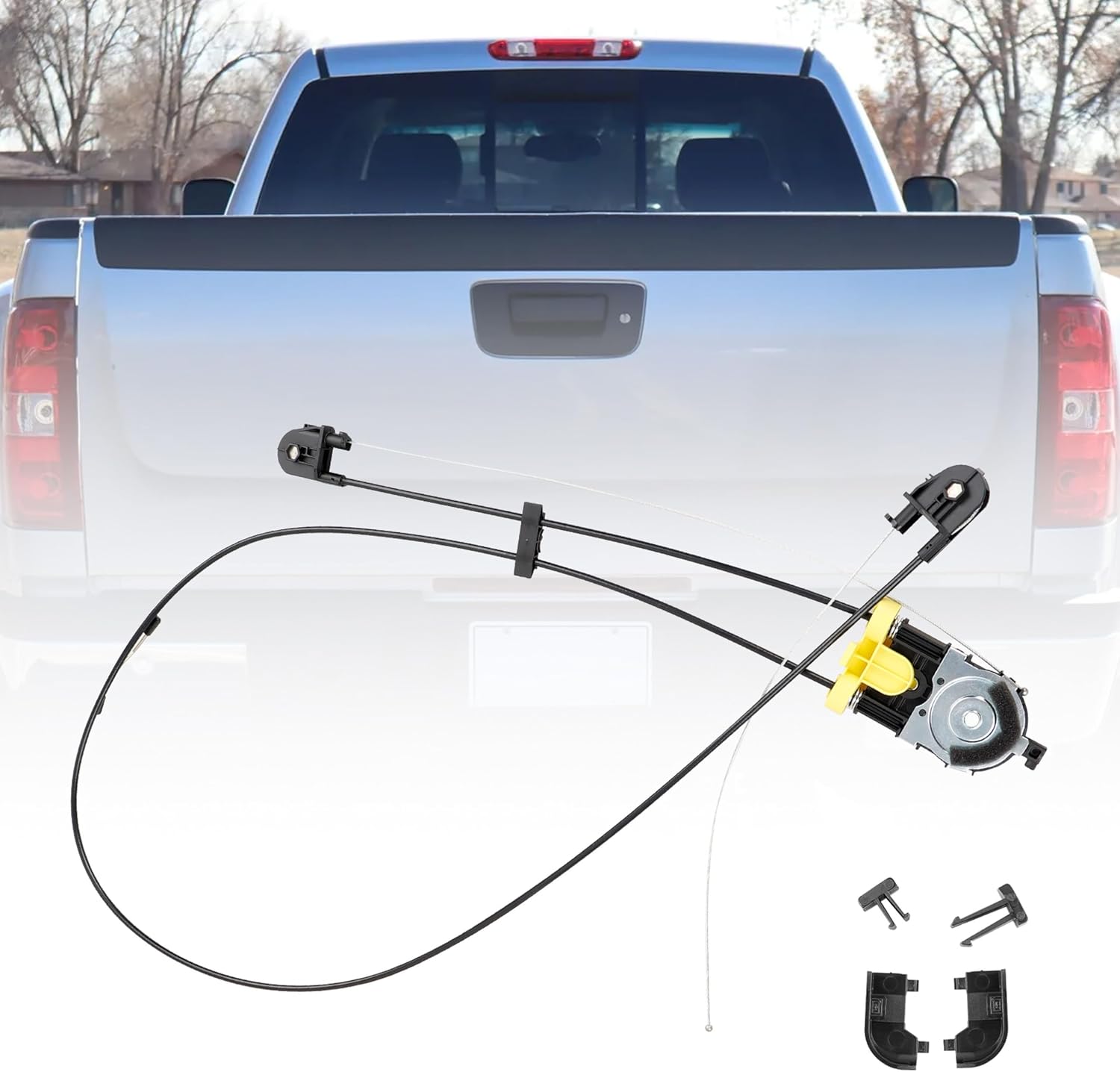 Gledewen 25980205 Rear Power Sliding Window Regulator Compatible with 2007-2013 Chevrolet Silverado 1500 2500HD 3500HD, 2007-2014 GMC Sierra 1500 3500HD Rear Sliding Regulator Without Motor