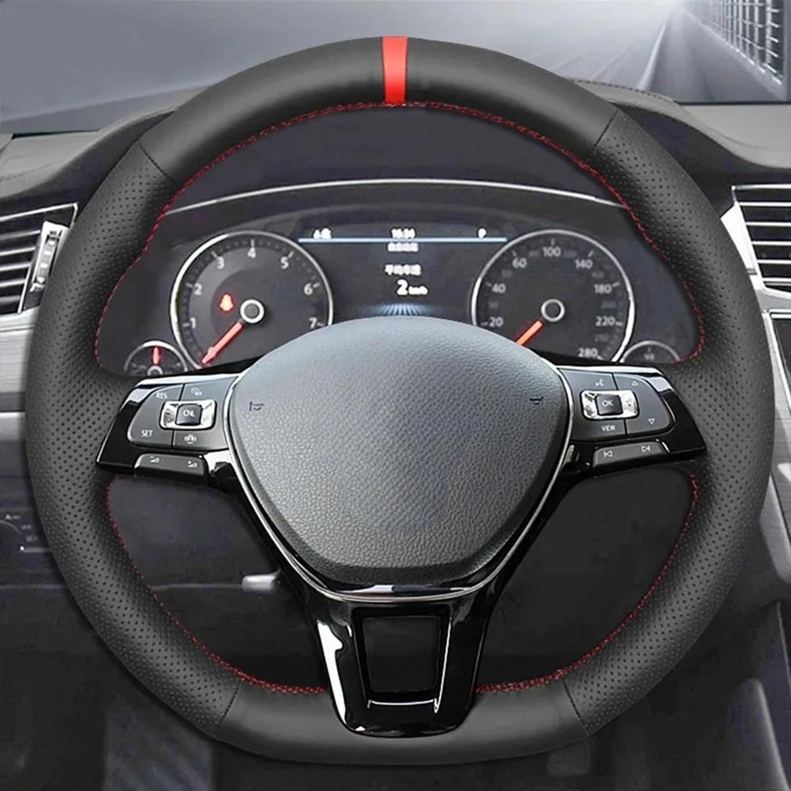 Für VW, Für Golf 7 Mk7, Für Polo, Für Jetta, Für Passat B8 Für Tiguan Schwarzes Kunstleder Fürs Auto.(Orange)