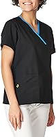 Vista 1 de WonderWink Charlie Uniformes médicos de 5 bolsillos, con cuello en Y para mujer