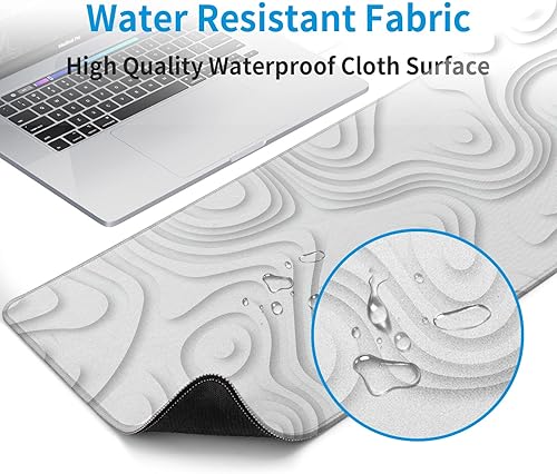 Miniatura 4 de Alfombrilla de mouse grande para juegos de geometría sólida, alfombrilla de mouse blanca para juegos, alfombrilla de escritorio grande con borde