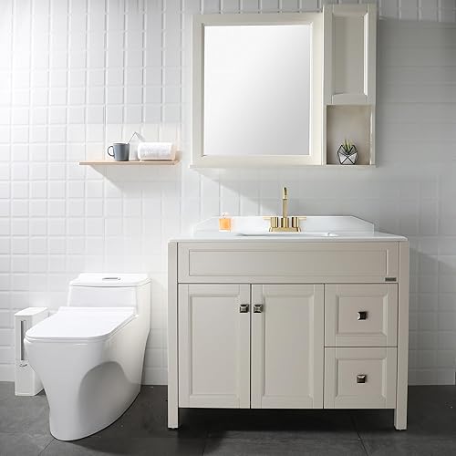 Miniatura 7 de PARLOS Grifo de baño de oro cepillado de 2 manijas para lavabo con desagüe de fregadero emergente y líneas de suministro de grifo, 1431608