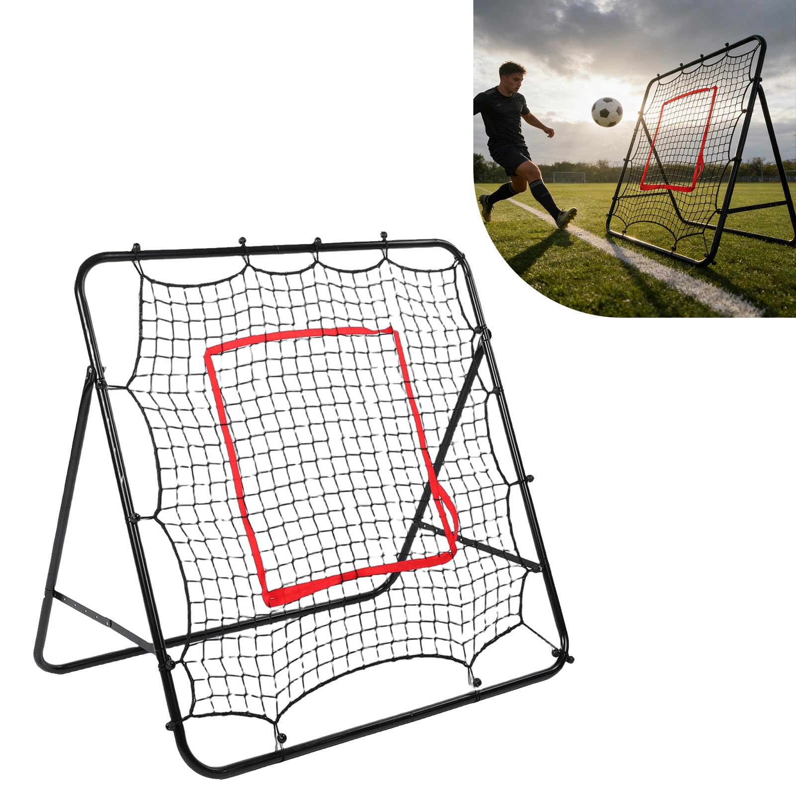 Siatka do Odbijania Baseballu, Regulowana Odbijaczka do Piłki Nożnej, Piłki Nożnej, Siatkówki, z solidną stalową ramą i siatką PE, ćwiczeń Strzeleckich podań i Poprawy Wyników