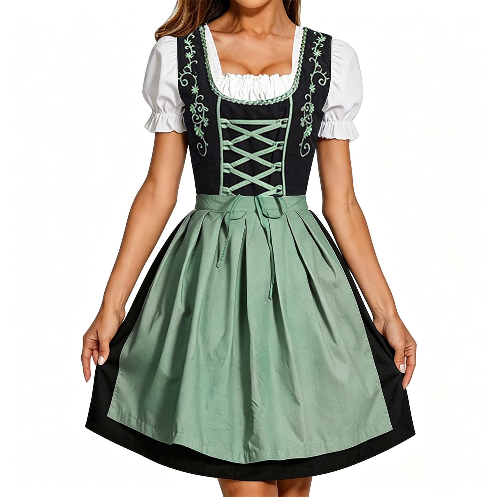 Generisch Dirndl Damen Trachtenkleid Dirndlkleid Grosse Grössen Midi-Dirndl Quadratischer Ausschnitt Trachtenmode Für Frauen Oktoberfest Outfit S-5XL