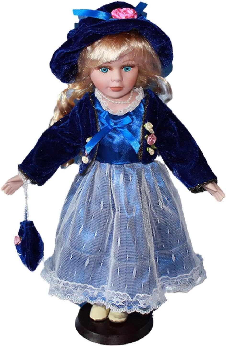 Ceramic Doll Girl Standing Figures in Outfit Decorative Elegant Porcelain Doll Miniature for Desk Living Room Birthday Gift