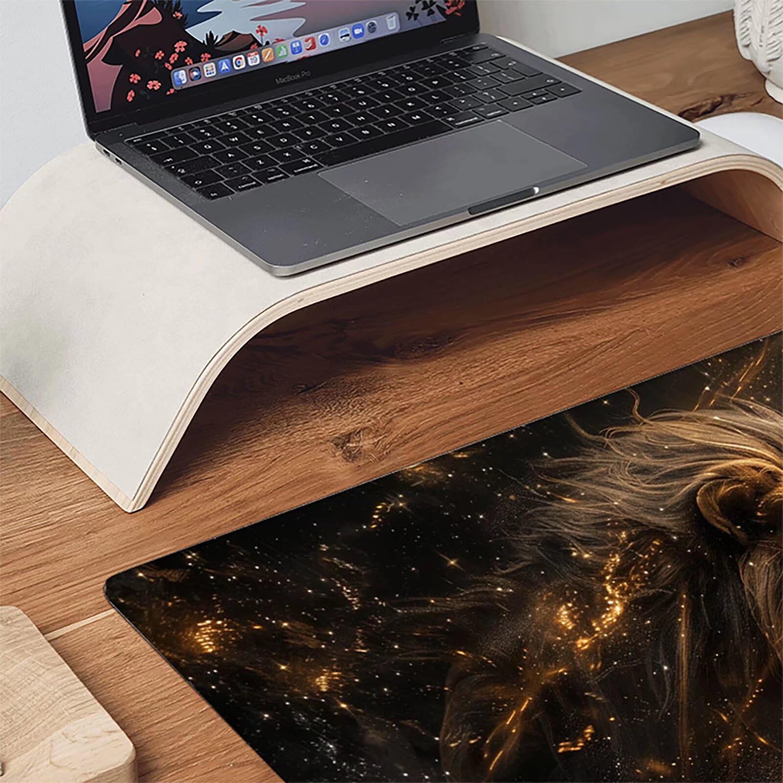 Żółta podkładka pod mysz z lewem XXL 1400 x 600 x 3 mm podkładka pod mysz do gier akcesoria biurowe, zmywalna, antypoślizgowa guma, wysoka precyzja i prędkość, pod biurko ręczne dla gracza H-9-T
