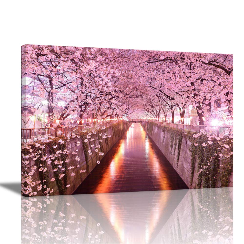 進川桜子　眠れるリボン　2015　丸形　アートパネル Amazon.co.jp: アートパネル 桜の川の流れ 絵画 モダン オシャレ