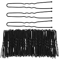 Vista 18 de Tbestmax 300 alfileres de pelo en forma de U, para ballet, red de pelo para mujer, 2.8 in, color negro