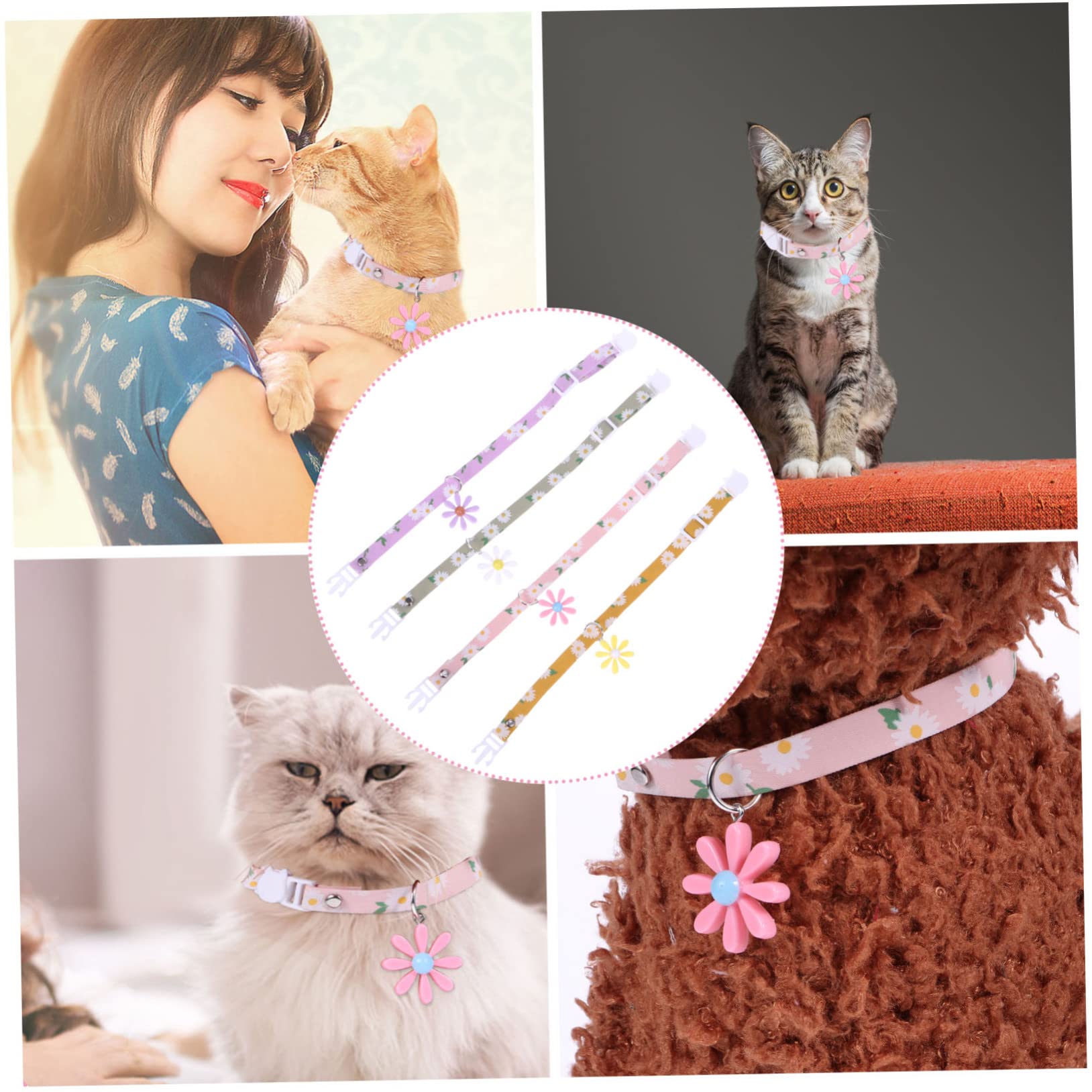 Yardwe 12stücke Teiliges Verstellbares Katzenhalsband Mit Gänseblümchen- Süßes Design Für Katzen Und Kätzchen Für Tägliche Nutzung Partys Und Besondere Anlässe