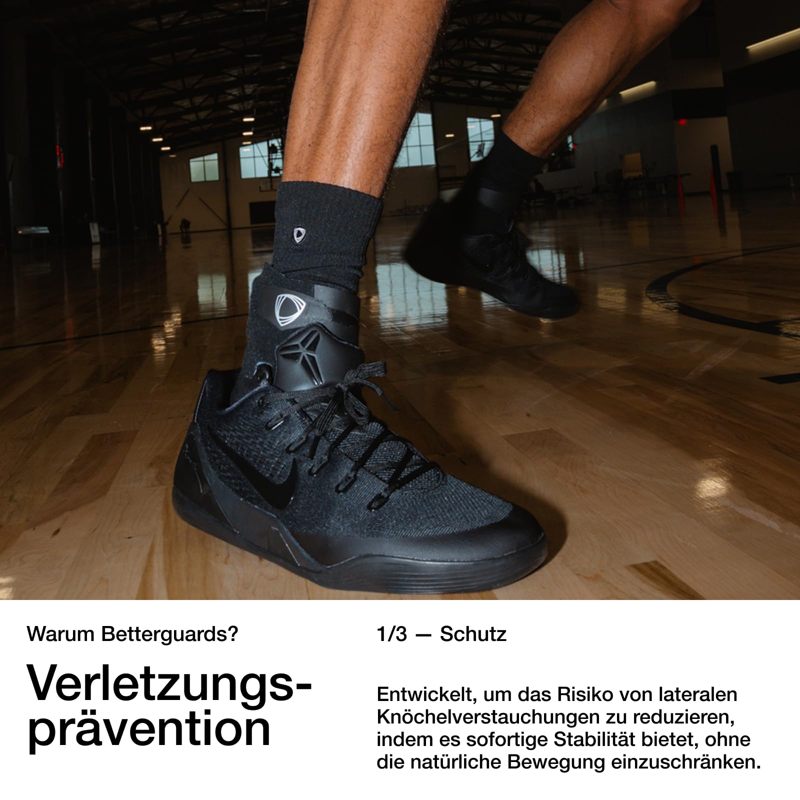 BETTERGUARDS Lite Sprunggelenkbandage – Leichte Sportbandage für Damen & Herren | Stabilisierung für Komfort & Beweglichkeit | Atmungsaktiv & ohne Kompression (Schwarz, L, Links)