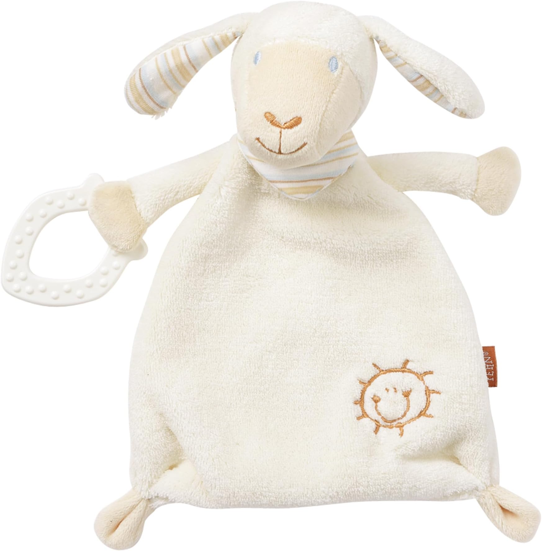 Fehn 154436 Sheep Comforting Blanket – Comforter with Soft Teether – for Snuggling for Babies and Toddlers from Newborns Upwards – Dimensions: 25 cm