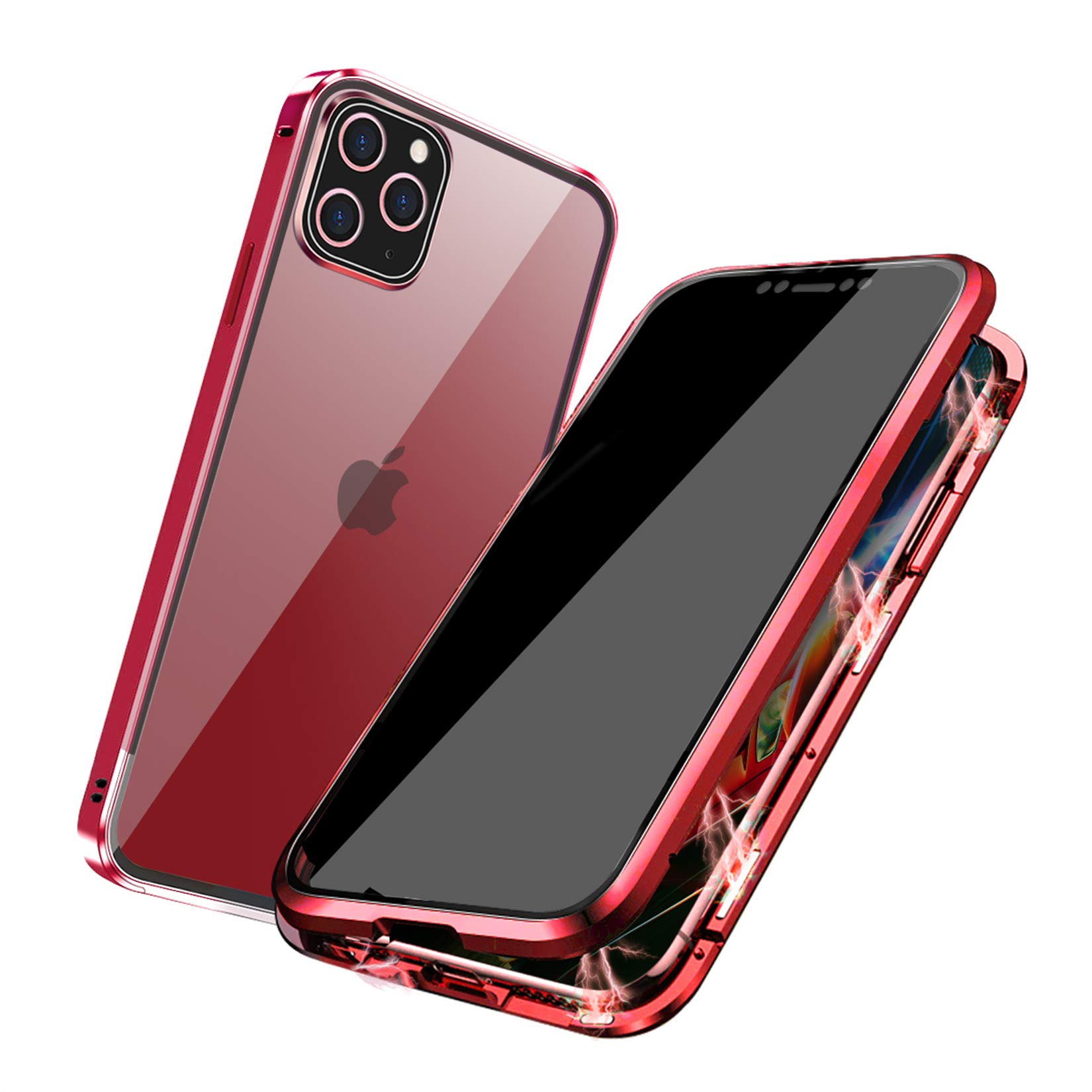 Privacy Magnetic Case Compatible with iPhone 12/12 Pro, [Safety Lock] Anti-peep Adsorption Case, Front & Back Tempered Glass Full Screen Coverage, Thin 360 Full Protective Phone Case for 12/12 Pro