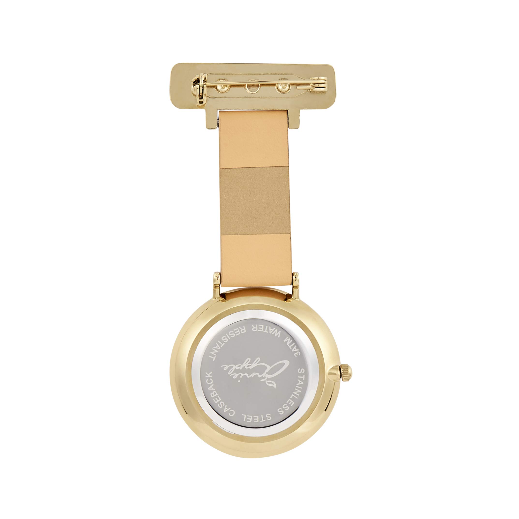 Image secondaire de Annie Apple AA37 Montre gousset avec bracelet en cuir brun clair, cadran blanc et aiguilles, aiguilles ciseaux, infirmière, esth
