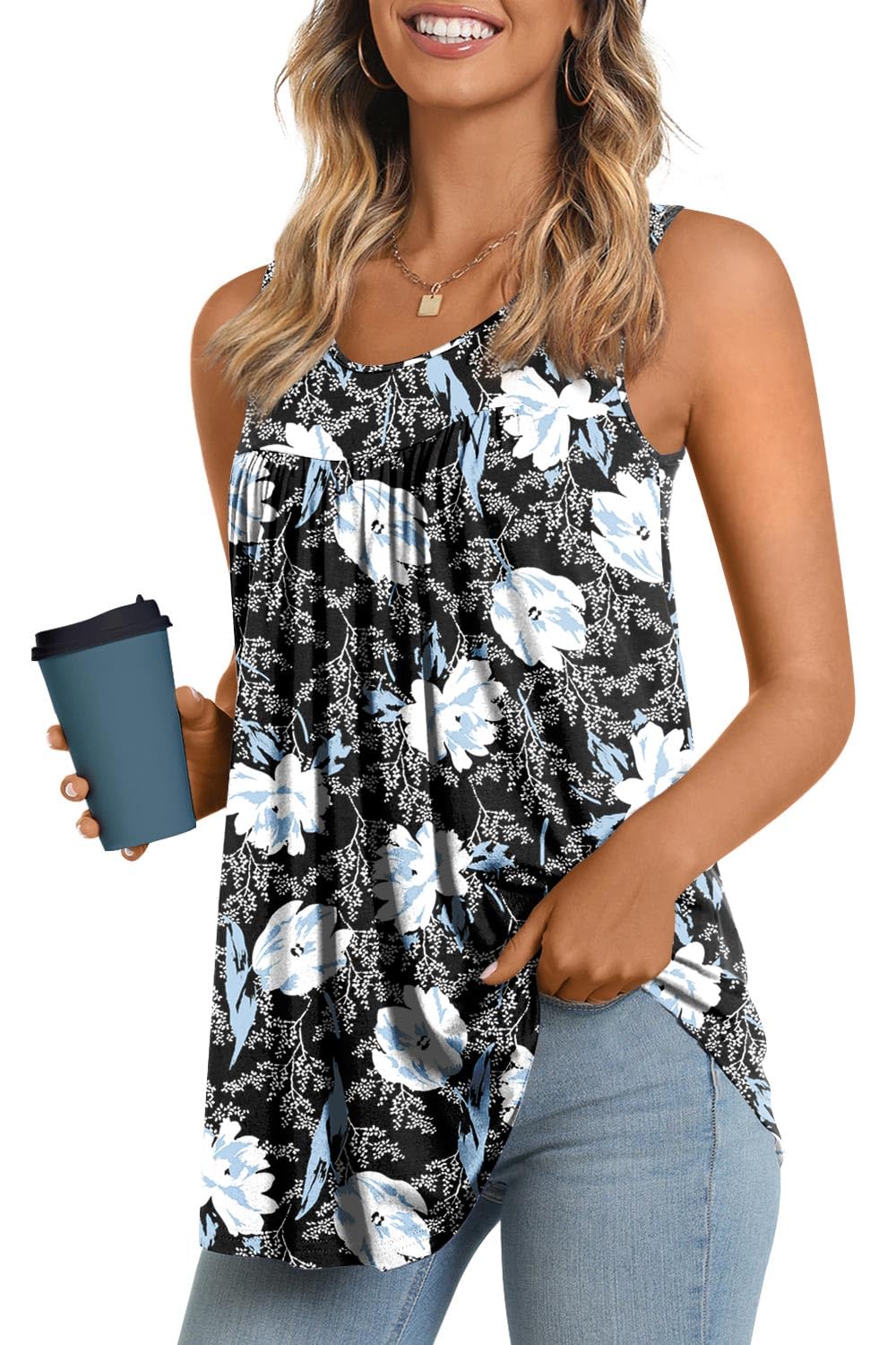 LONGYUAN Womens Tank Tops 2026 Summer Tunics Casual Sleeveless Shirts Ladies Loose Fit Blouses S-4XL