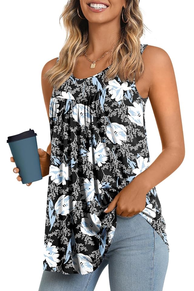 LONGYUAN Womens Tank Tops 2026 Summer Tunics Casual Sleeveless Shirts Ladies Loose Fit Blouses S-4XL