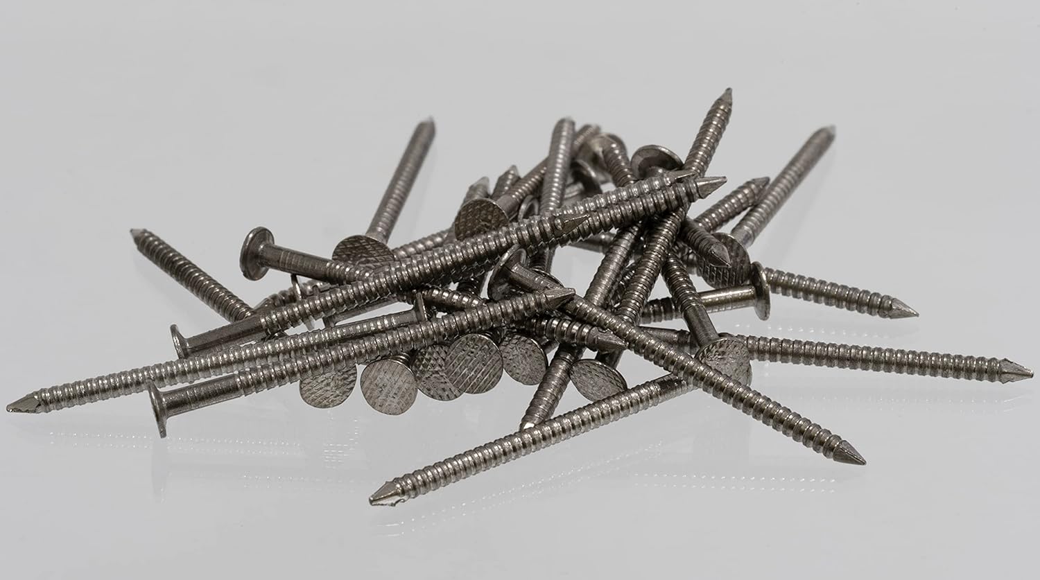 AERZETIX - C64826 - Set of 25 knurled nails with flat head Ø2.3x37 mm - nail with ring shank - A2 steel - silver colour - fixing sheets panels facades gutters wood