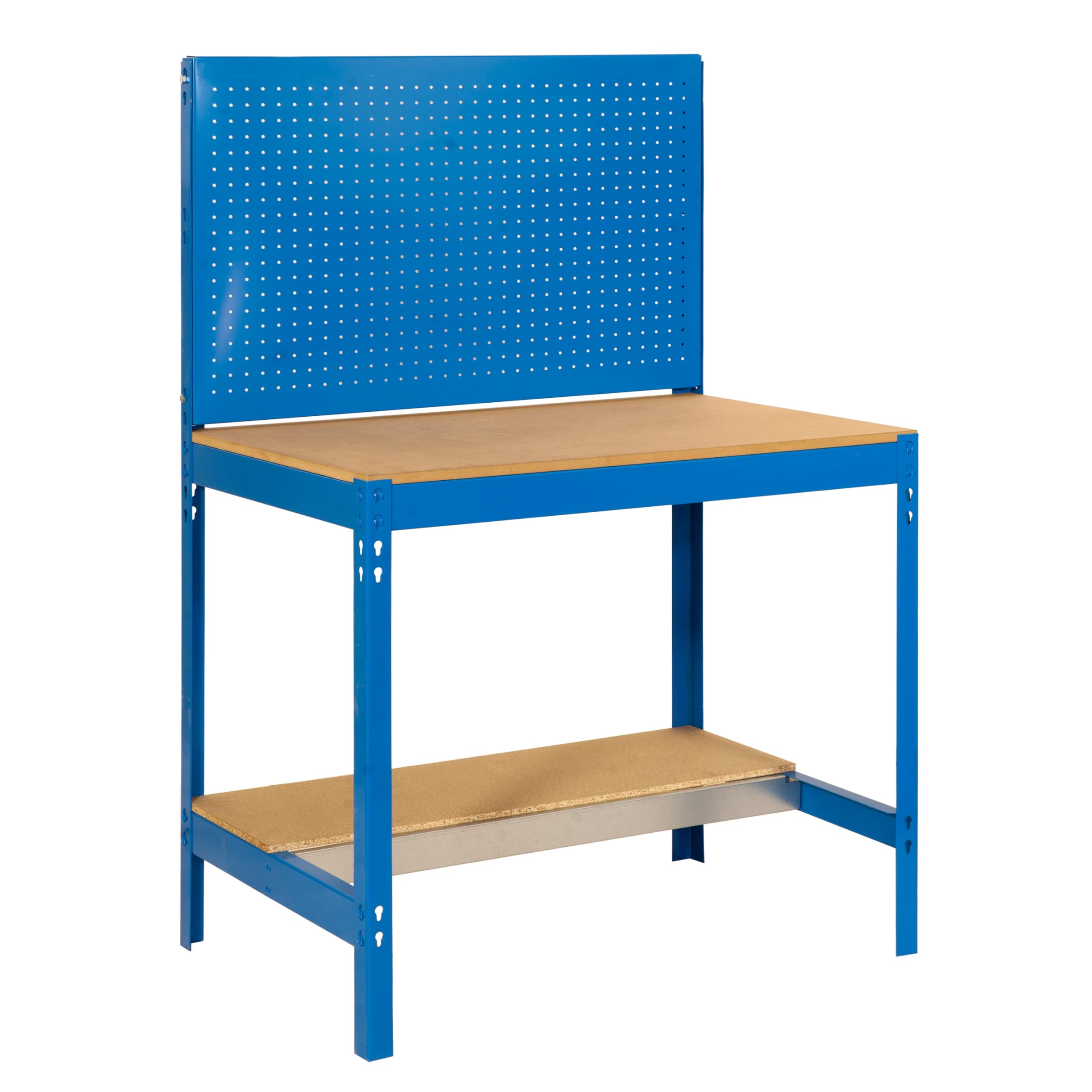 SimonRack Établi d’Atelier avec Panneau Perforé, Capacité de Charge 600 kg, 1445x1210x610 mm, Bleu/Bois - BT-2