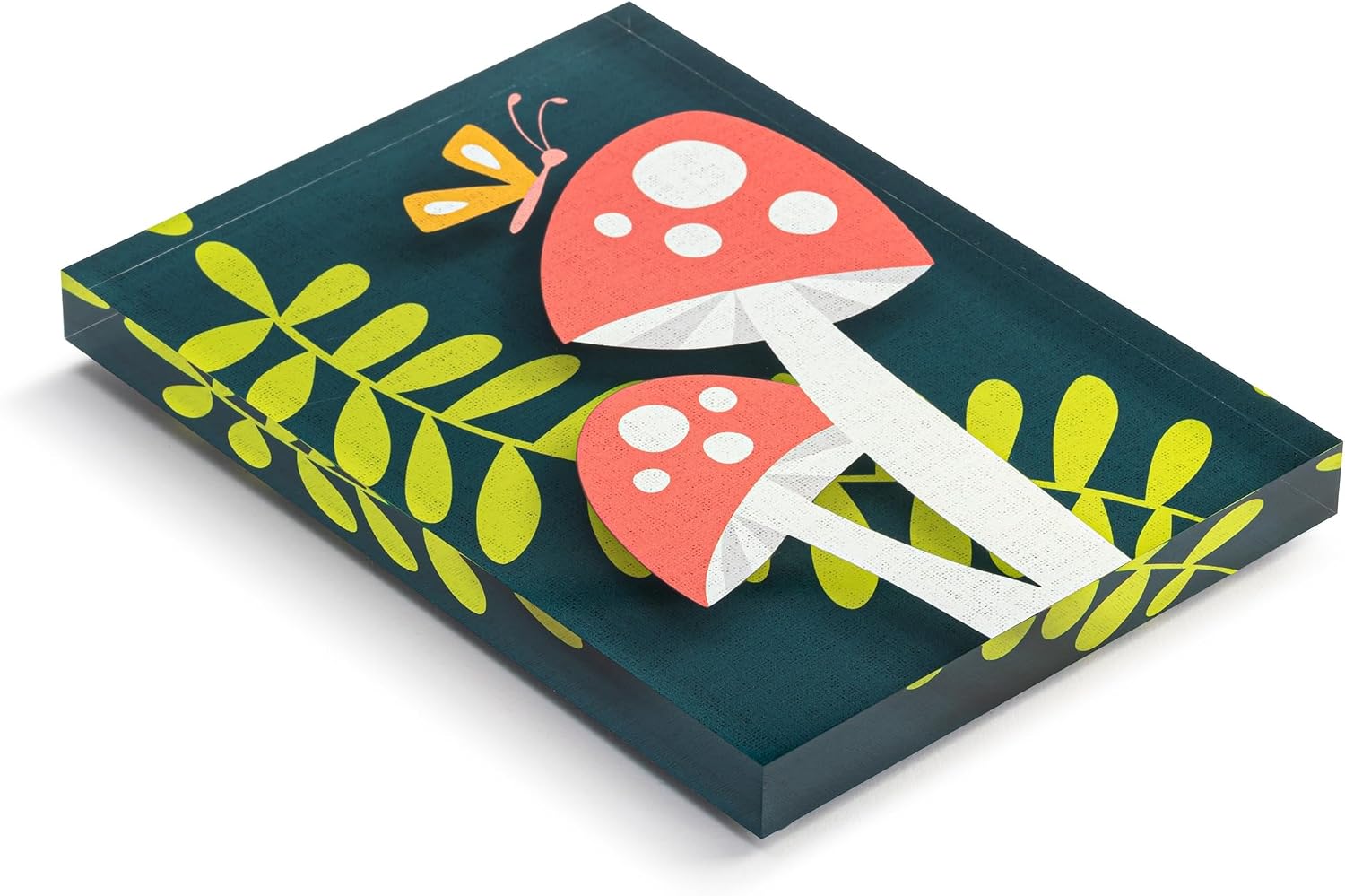 DEMDACO Hanging Tile Wall Art Everyday Home Décor, 5 x 7 Inch Acrylic, Mushroom Nurture Together