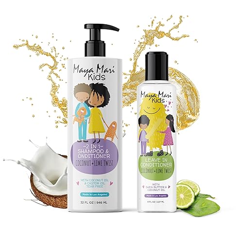 Curly Hair Kids Ultimate Curls Set incluye champú y acondicionador 2 en 1, y acondicionador sin enjuague, aroma a coco