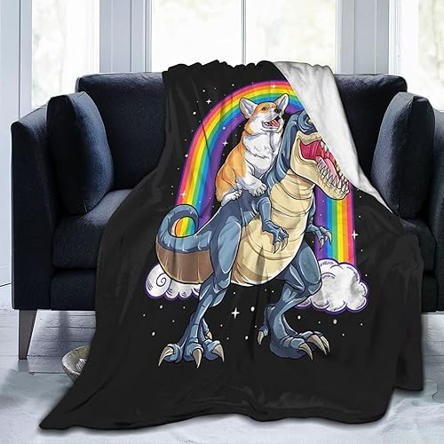 Miniatura 5 de Divertida manta de dinosaurio Corgi, linda manta de vellón de dinosaurio Corgi, ultra suave y acogedora, regalo de Corgi de dinosaurio para amantes