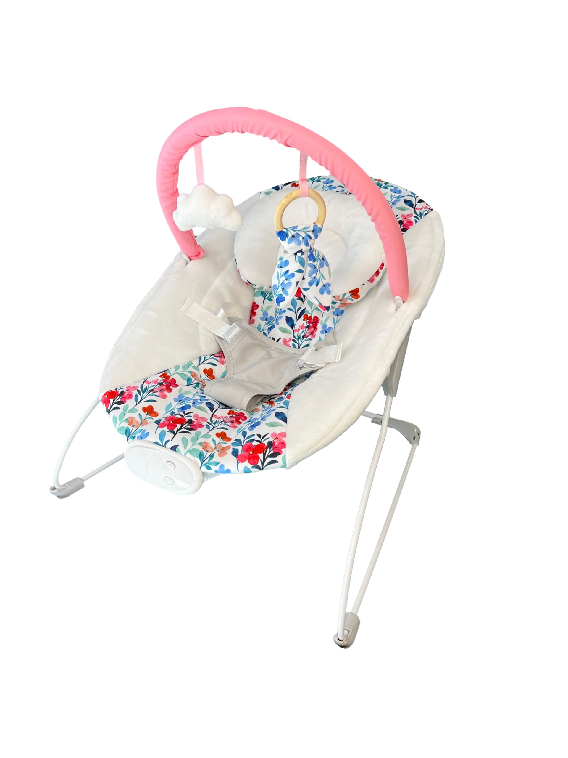 LADIDA My First Baby Sdraietta con Musica Lenitiva e Vibrazione, Barra Giocattolo Rimovibile con 2 Giocattoli Adatto per Neonati