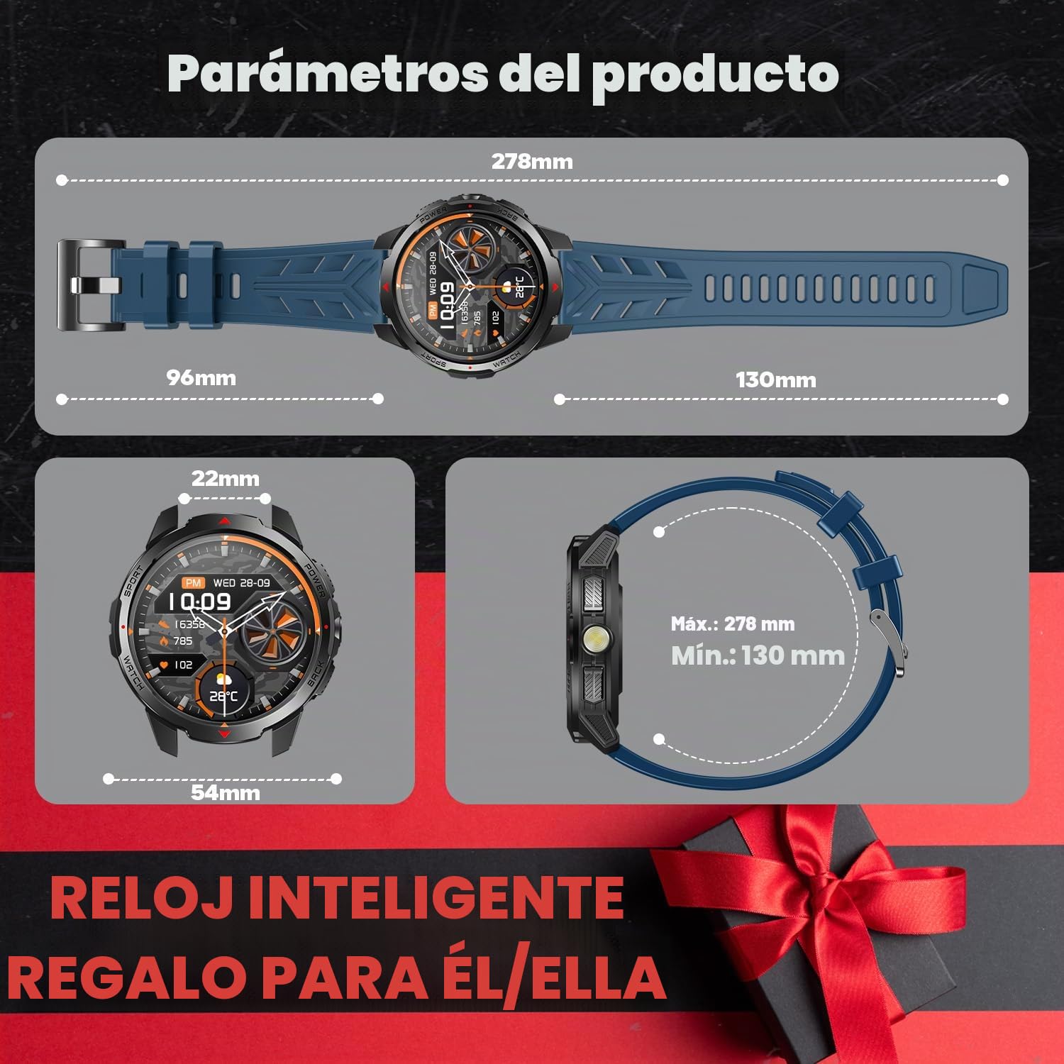 Reloj Inteligente Hombre Smartwatch con Llamada ：1.8" TFT Bluetooth Smart Watch con Linterna LED Brújula 1100mAh 3ATM Impermeable 120+Modos Deportivos Frecuencia Cardíaca SpO2 Sueño para iOS Android