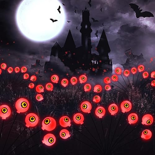 Decoraciones de Halloween para exteriores, luces solares para jardín, 2 paquetes de 20 luces LED solares impermeables para Halloween, patio, césped,