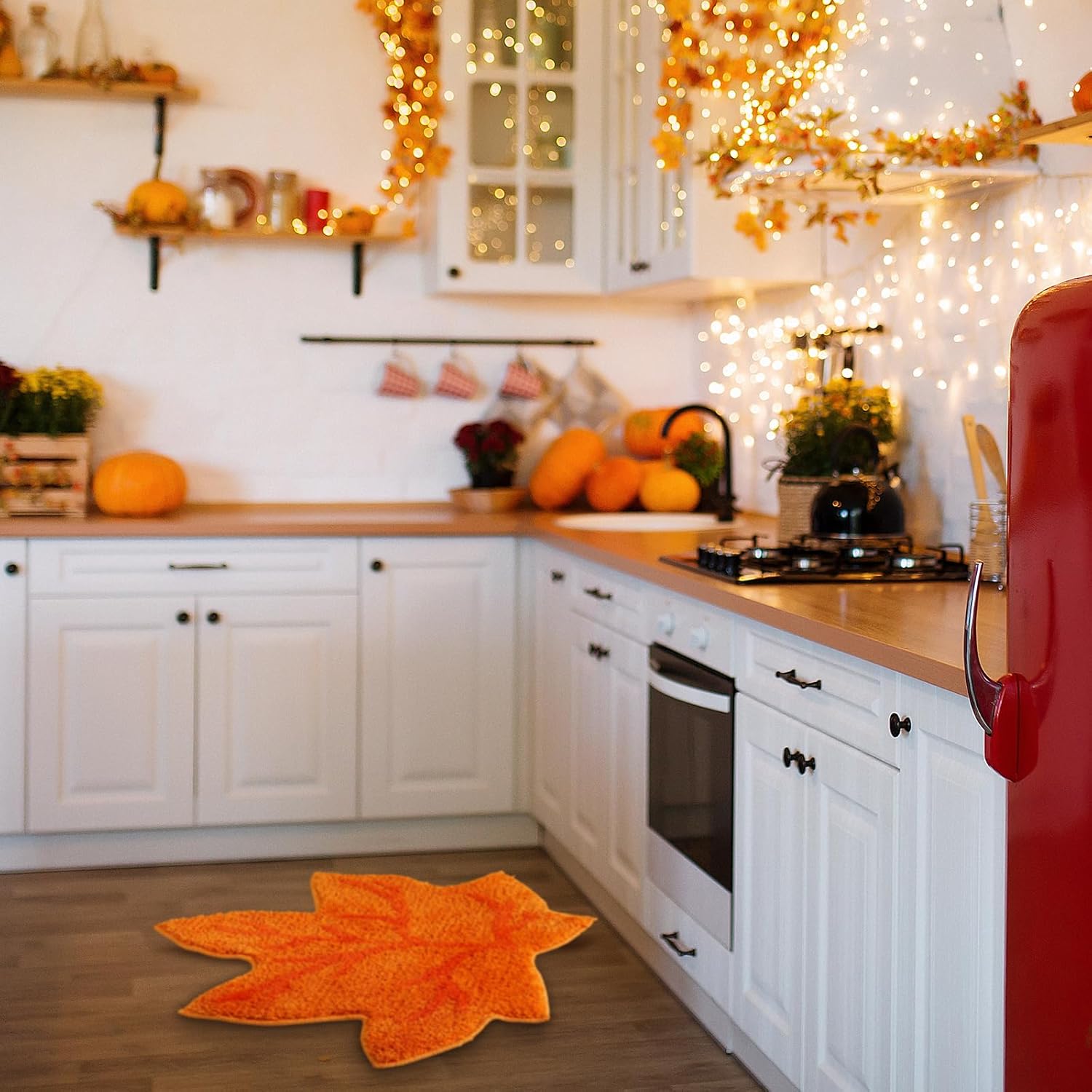 Ceenna Fall Bathroom Rugs Maple Leaf Rug Autumn Bath Mat Thanksgiving Tufted Rug Absorbent Washable Carpet for Tub Shower Bathroom Doormat Decor