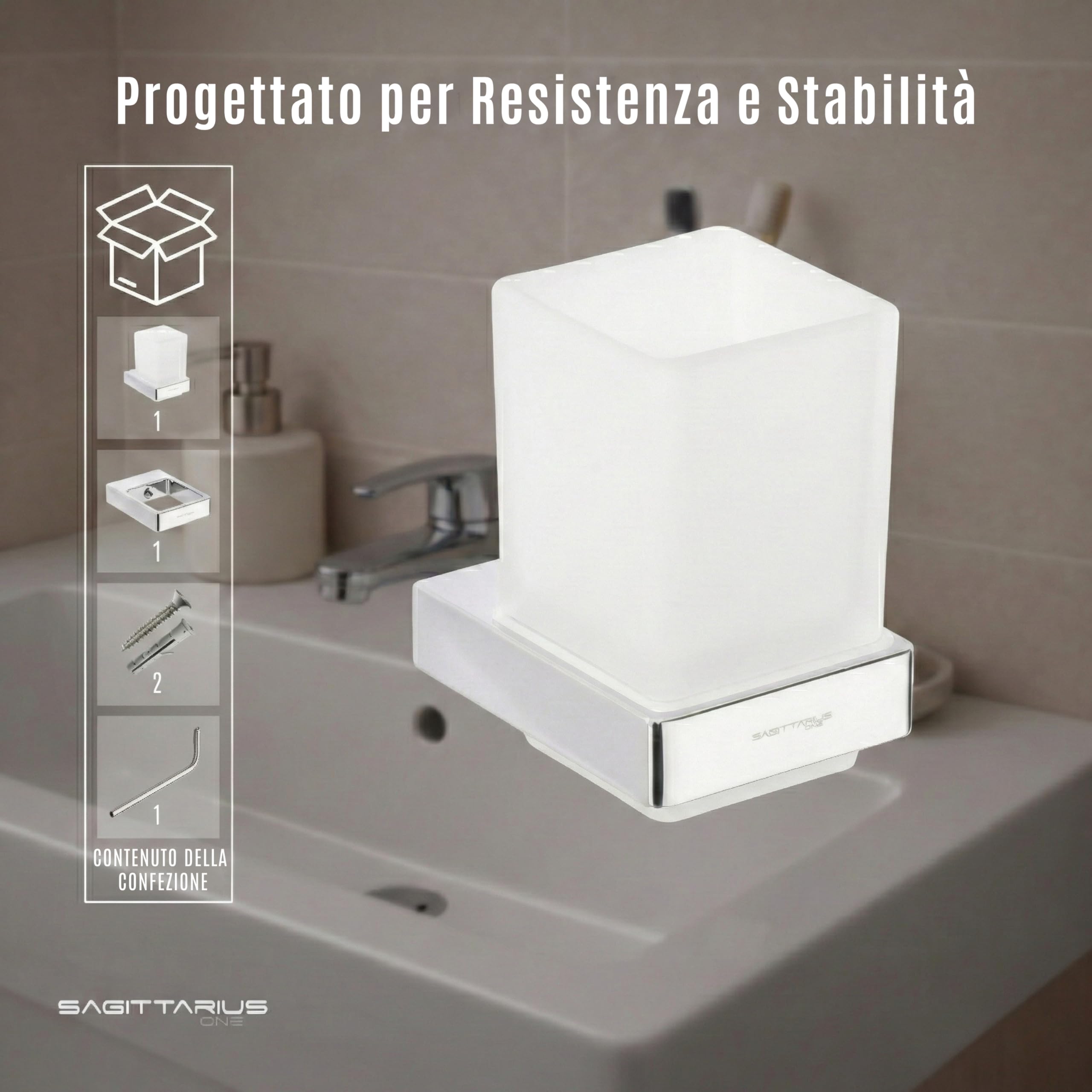 70S1 Porta Spazzolino da Muro – Organizer in cromo con bicchiere rimovibile, salvaspazio per bagno, design resistente – Porta spazzolino da parete | Porta Spazzolino Da Muro, Bicchiere Rimovibile, Organizer Salvaspazio