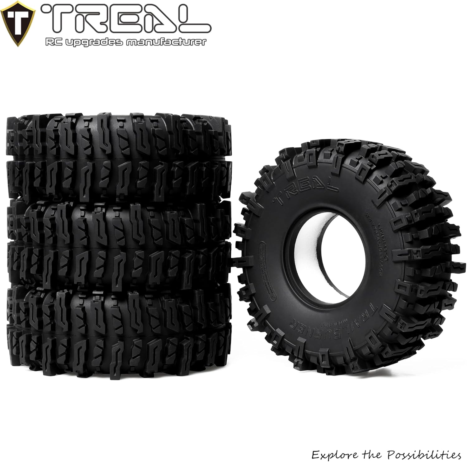 TREAL 1.9 Crawler Tires 1.9'' Soft and Sticky Tire for 1/10 1/10 RC Crawler(44 * 120mm)-B