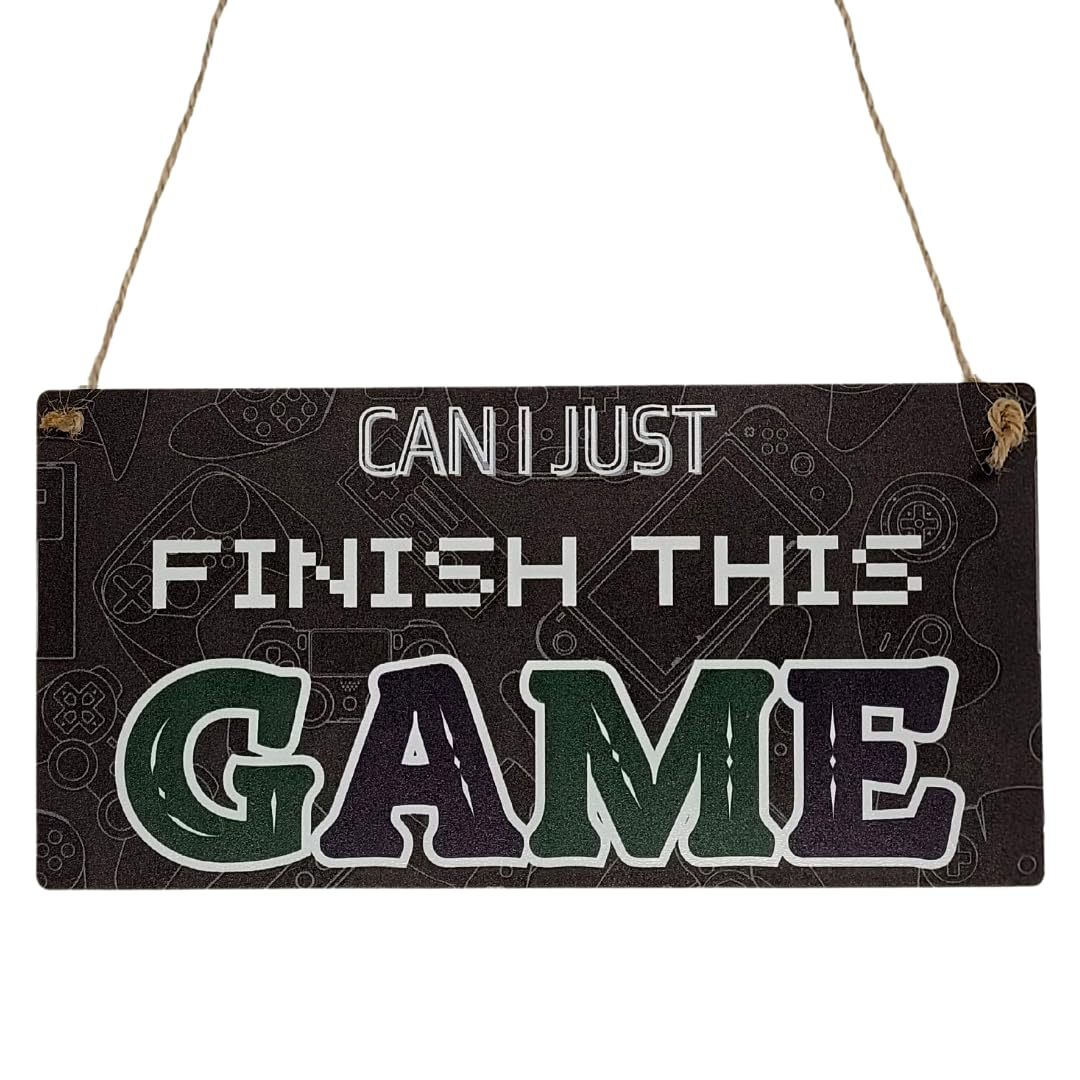 Second Ave Gift Company Wooden Second Ave Funny Gamer Can I Just Finish This Game Hanging Rectangle Bedroom Sign Plaque