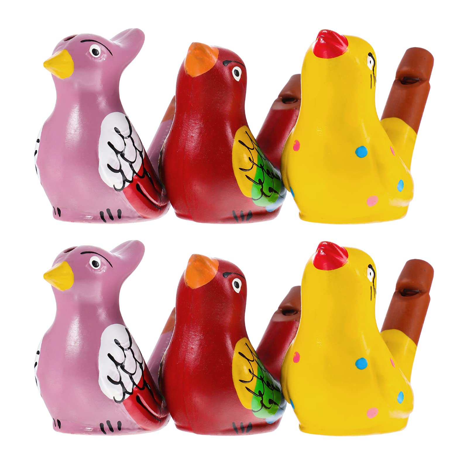 Toyvian 6Pcs Colorful Ceramic Bird Whistles Bird Water Whistles Bird Whistles Toys for Kids Birthday Gift