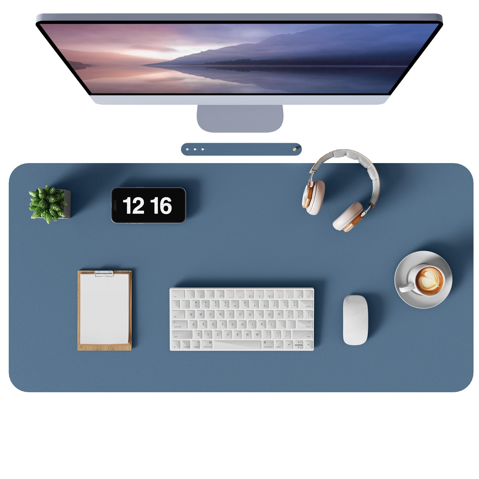 MOLMO Non-Slip Desk Mat, Waterproof Desk Pad Table Protector, Easy Clean Laptop Mat Large Mouse Pad Leather Writing Mat with Suede for Office/Home/Decor (Sea Blue, 80 x 40 cm) — image 1